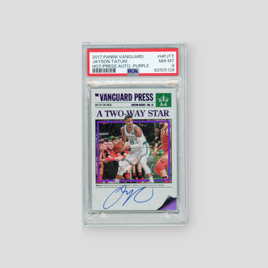 2017-18 Panini Vanguard Jayson Tatum Hot Press Auto Purple RC (PSA 9)