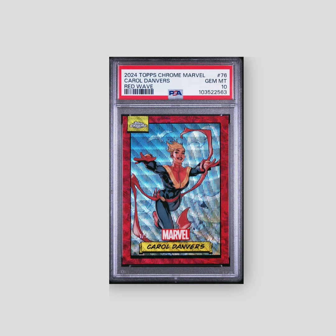 2024 Topps Chrome Marvel Carol Danvers Red Wave /5 (PSA 10)