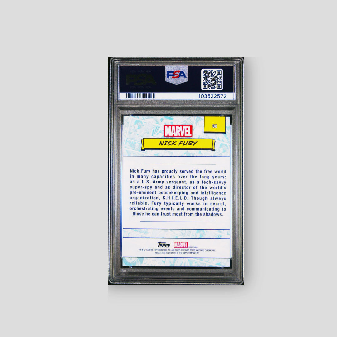 2024 Topps Chrome Marvel Nick Fury Red Wave /5 (PSA 10)