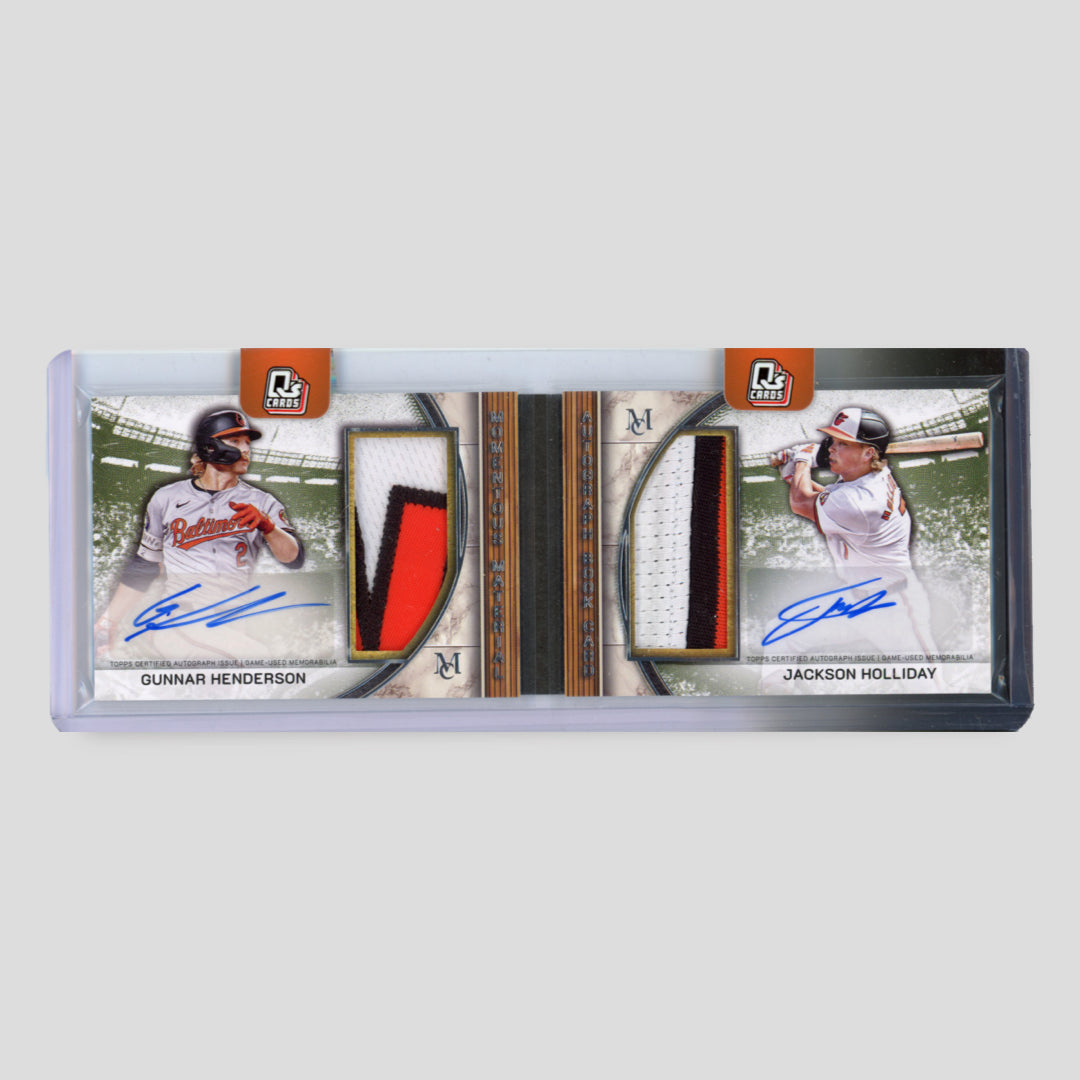 2025 Topps Museum Baseball Jackson Holiday / Gunnar Henderson Momentous Material Dual Jumbo Patch Auto